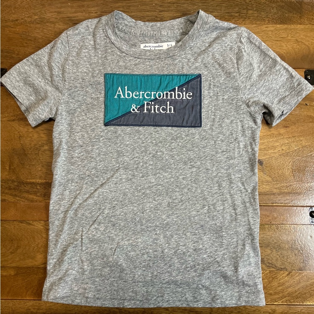 Abercrombie & Fitch Gray and Teal Logo Tee